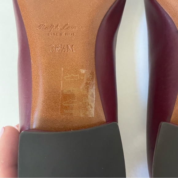NWOB Ralph Lauren Purple Label  Kendrya Calfskin Ballet Flat Bordeaux Size 6.5 - Picture 10 of 14